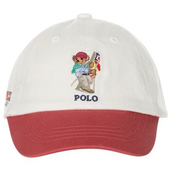 قبعة بولو للأولاد بلون العاج بشعار الدب