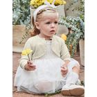 Younger Girls Gold Sparkly Knitted Cardigan, 3, hi-res