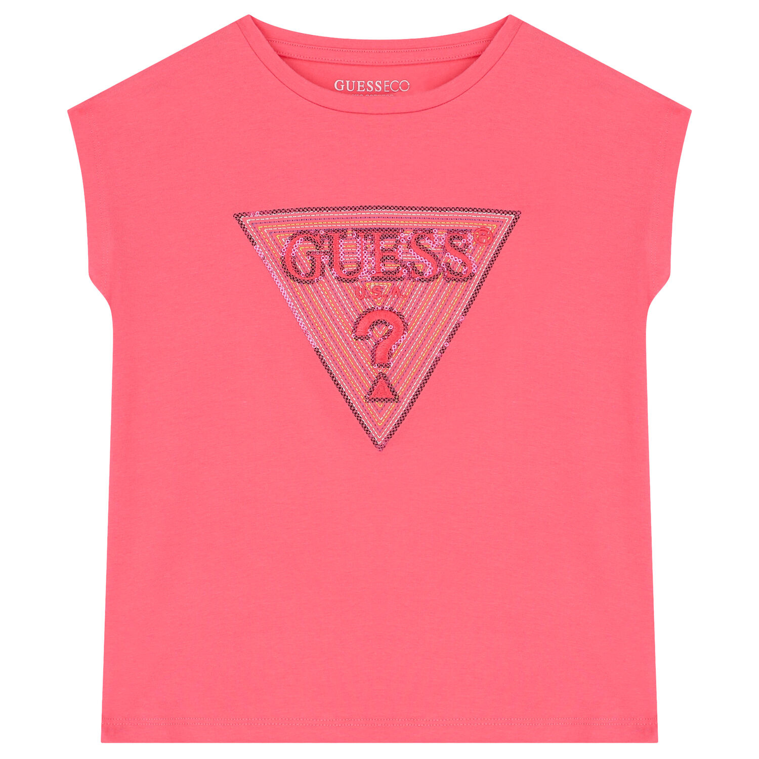 Girls Pink Logo Sequin T-Shirt, 1, hi-res