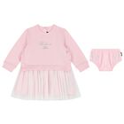 Younger Girls Pink Logo Dress Set, 1, hi-res
