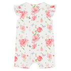 Baby Girls White & Pink Floral Romper, 1, hi-res