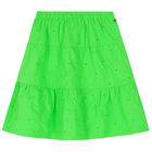 Girls Green Logo Broderie Anglaise Skirt, 2, hi-res