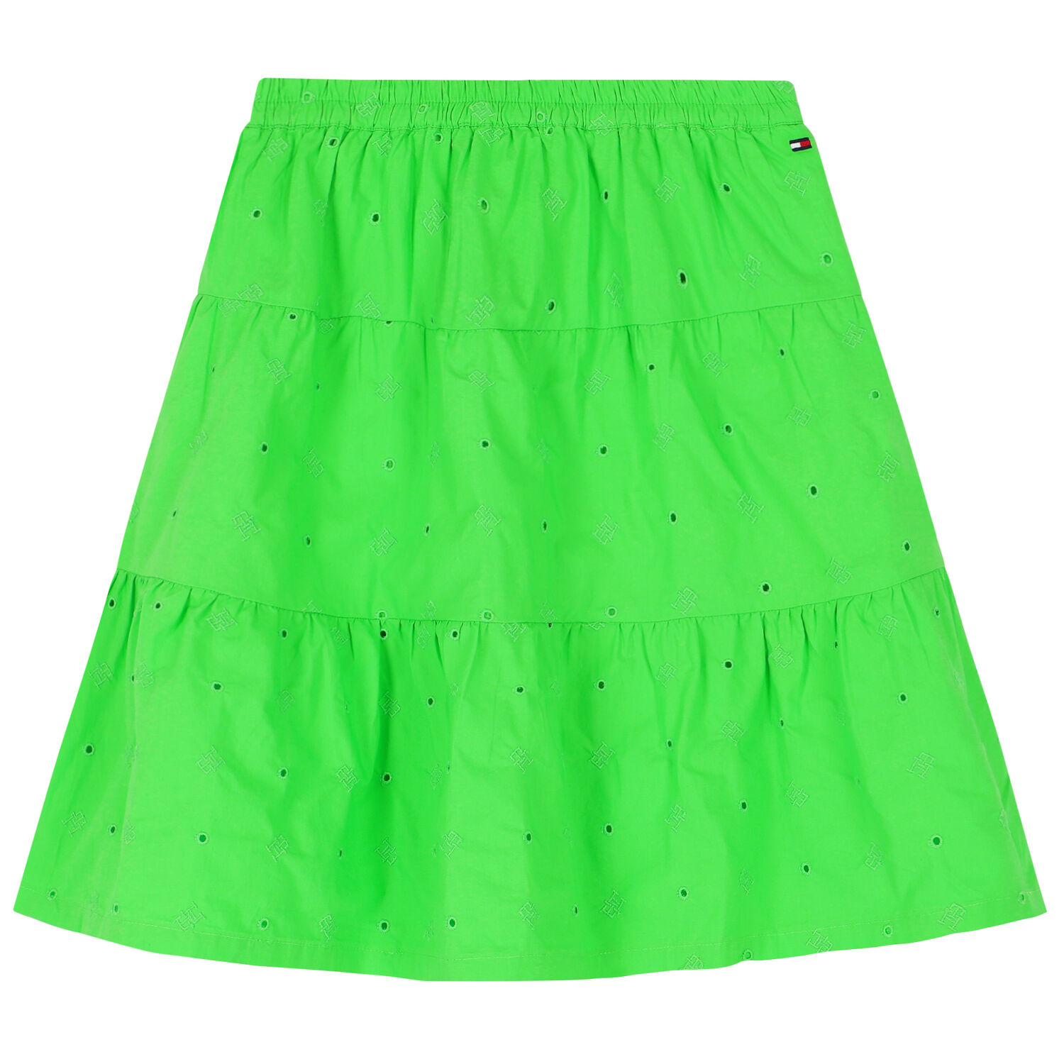 Girls Green Logo Broderie Anglaise Skirt, 2, hi-res