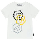 Boys White Logo T-Shirt, 1, hi-res