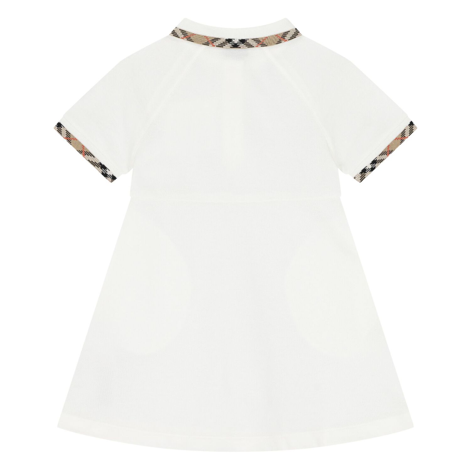 Younger Girls White Check Polo Dress, 1, hi-res