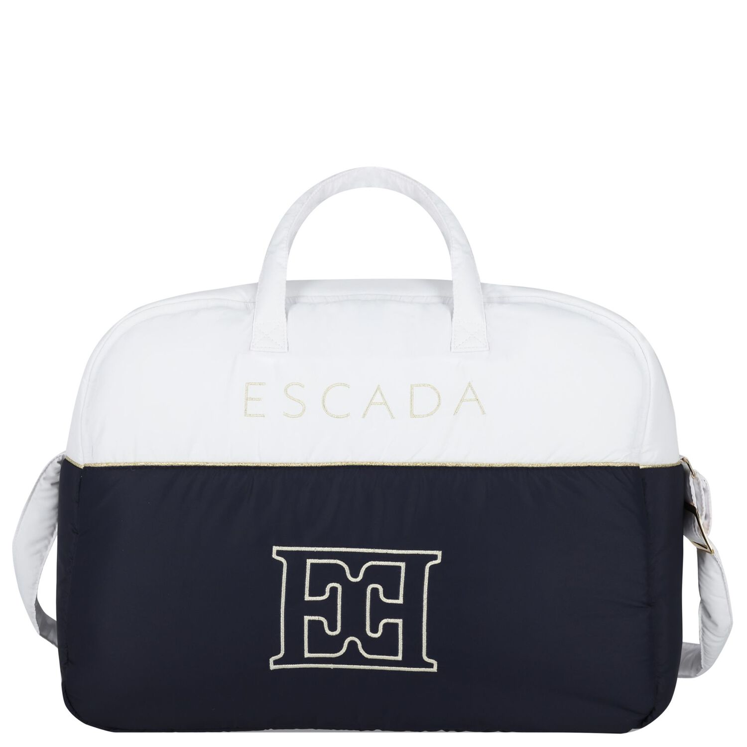 White & Navy Blue Logo Baby Changing Bag, 1, hi-res