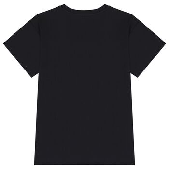 Girls Black Teddy Bear Logo Dress