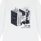 Boys White Logo Long Sleeve Top, 1, hi-res
