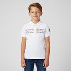 Boys White Logo Polo Shirt, 1, hi-res