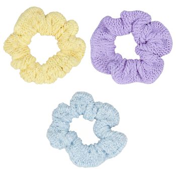 Girls Blue, Yellow & Purple Crinkle Scrunchies ( 3 Pack )