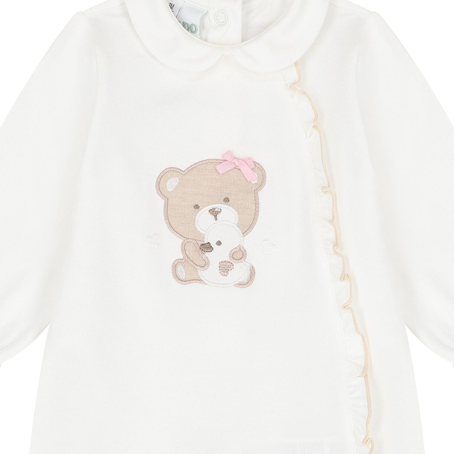 Baby Girls Ivory Teddy Bear Babygrow, 1, hi-res