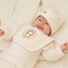 Ivory & Gold Logo Baby Hat, 2, hi-res