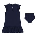 Baby Girls Navy Blue Polo Bear Dress Set, 1, hi-res