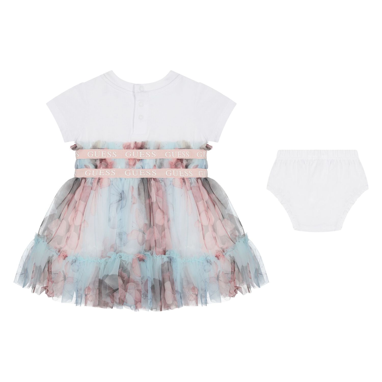 Baby Girls White & Green Tulle Dress Set, 1, hi-res