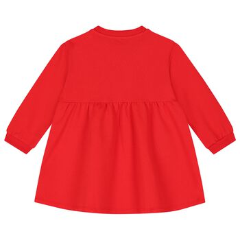 Younger Girls Red Teddy Bear Logo Dress