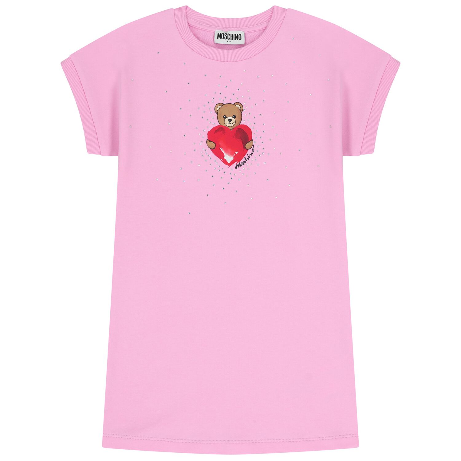 Girls Pink Teddy Bear Dress, 2, hi-res