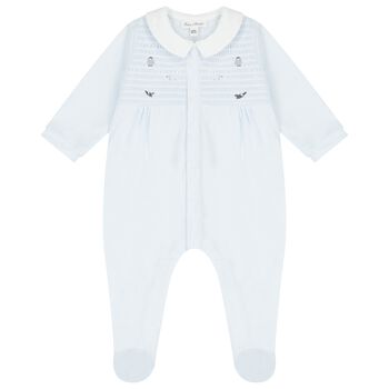 Baby Boys Blue Embroidered Babygrow