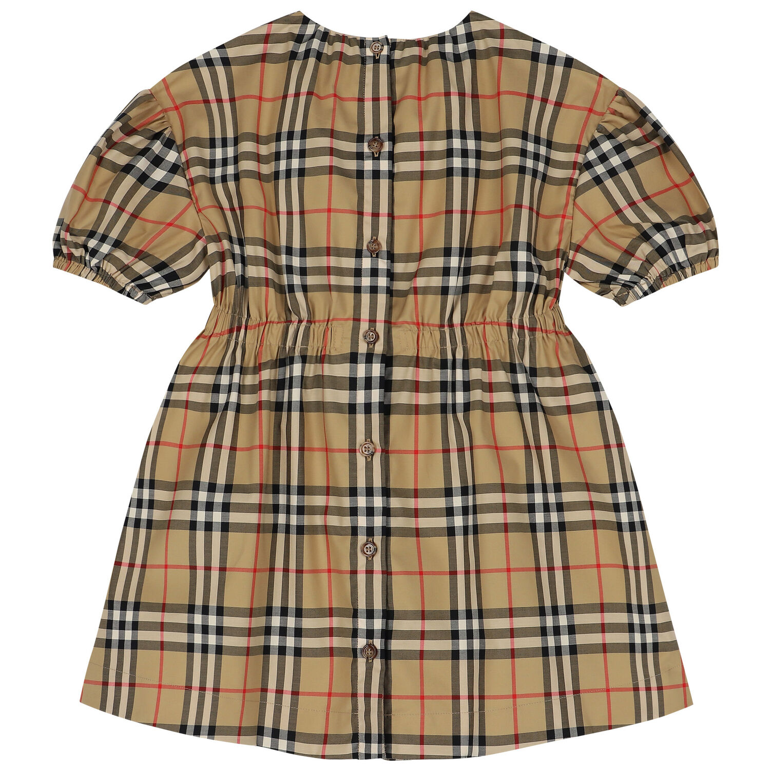 Girls Beige Check Dress, 1, hi-res