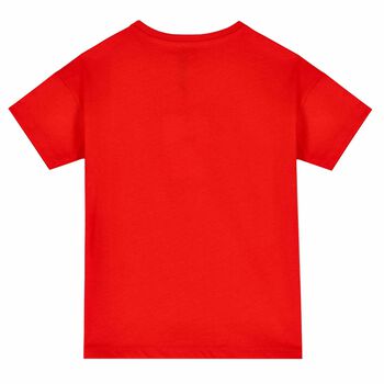 Girls Red Tiger Logo T-Shirt