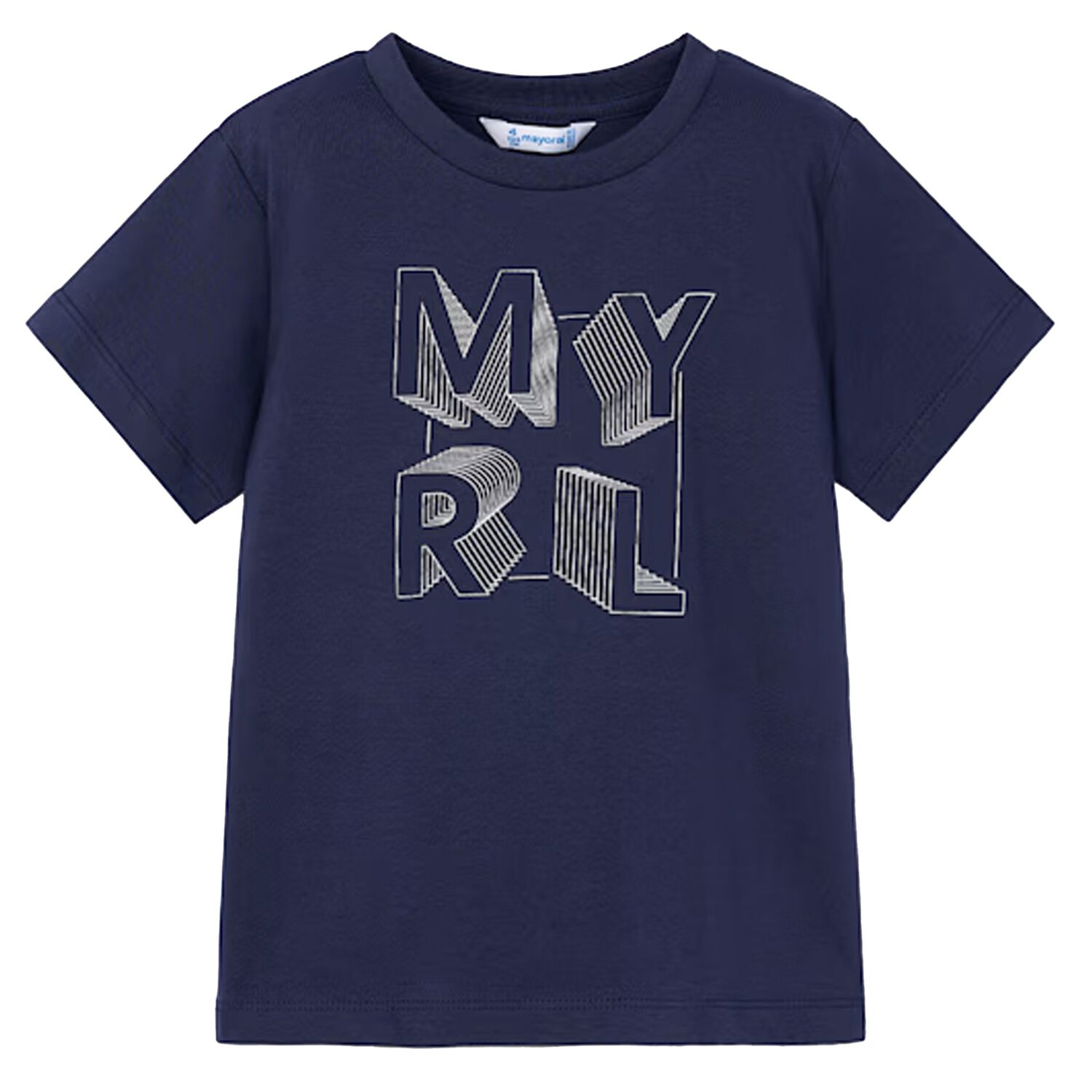 Boys Navy Cotton Printed T-Shirt, 1, hi-res