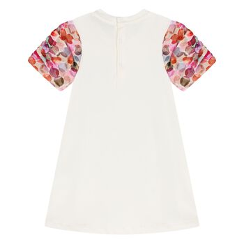 فستان بنات بطبعه حقيبه كروس باللون العاجى 