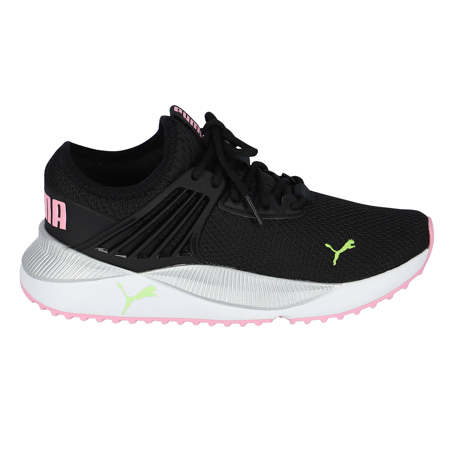 Girls Black & Pink Pacer Future Trainers, 1, hi-res