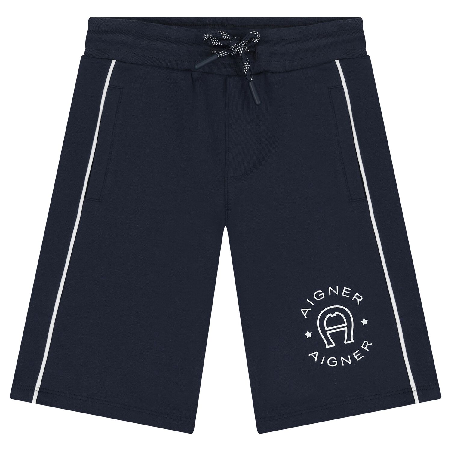 Boys Navy Blue Logo Shorts, 2, hi-res