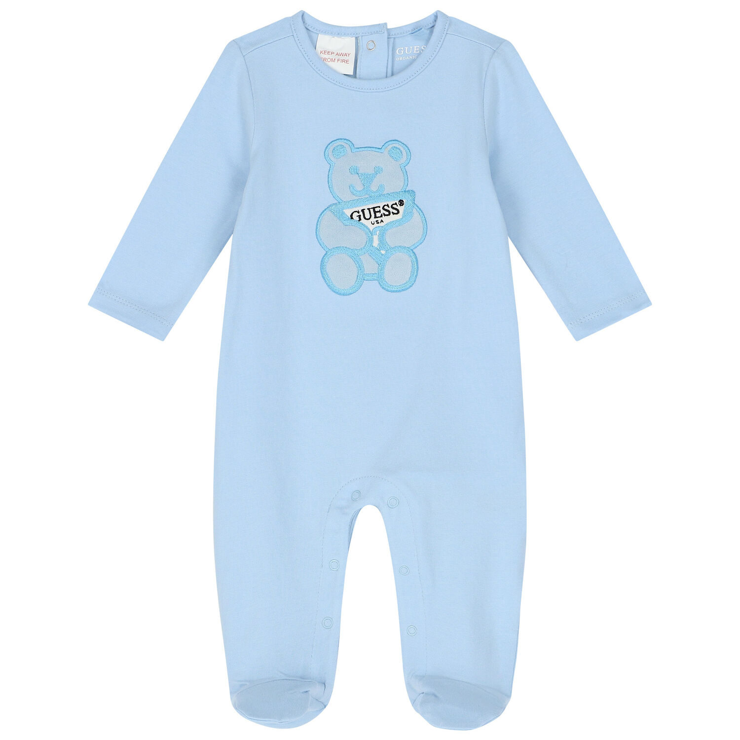 Baby Boys Blue Teddy Bear Babygrow, 2, hi-res