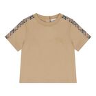 Beige Check Logo Baby T-Shirt, 1, hi-res