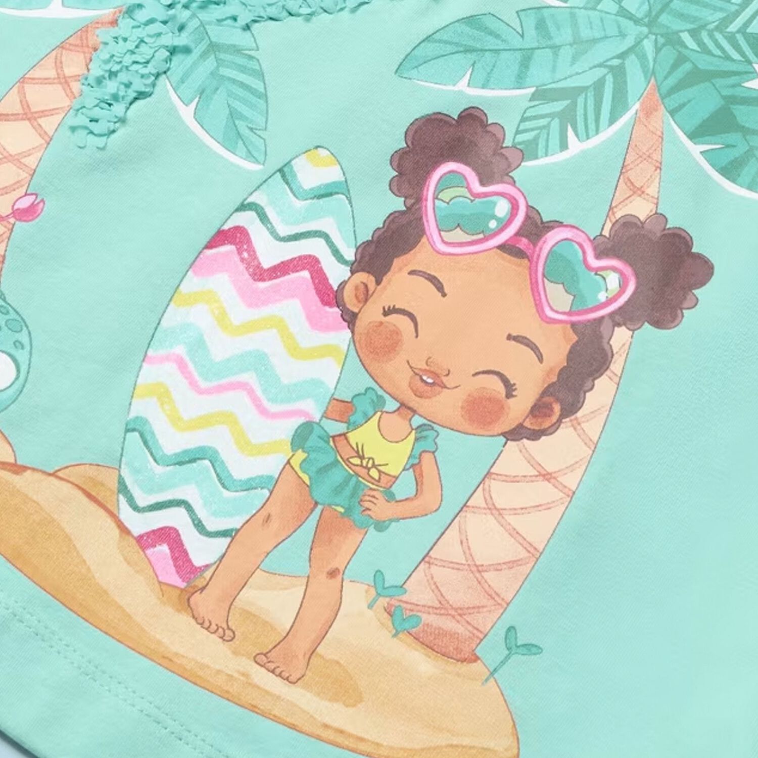 فستان بنات باللون الأكوا, 1, hi-res