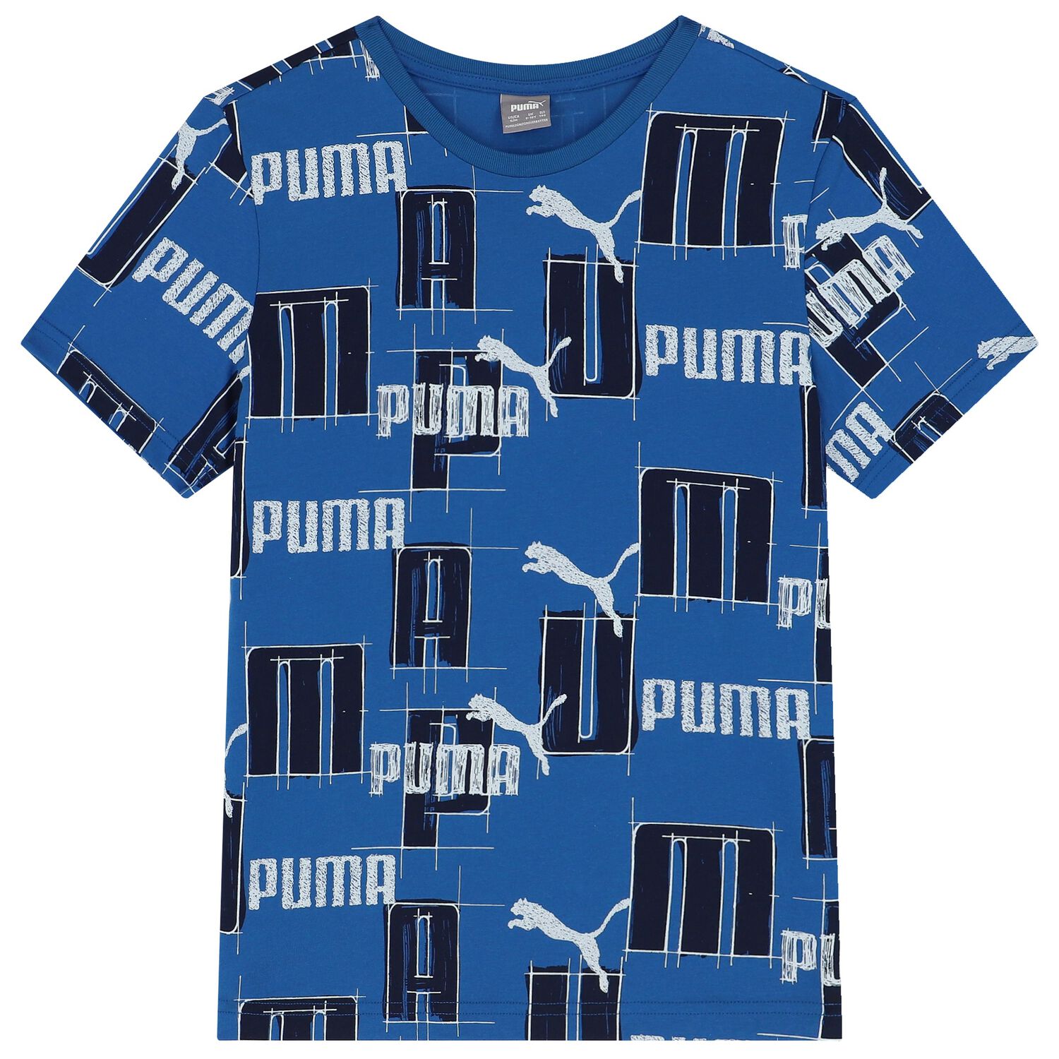 تيشيرت أولاد بالشعار باللون الأزرق, 2, hi-res