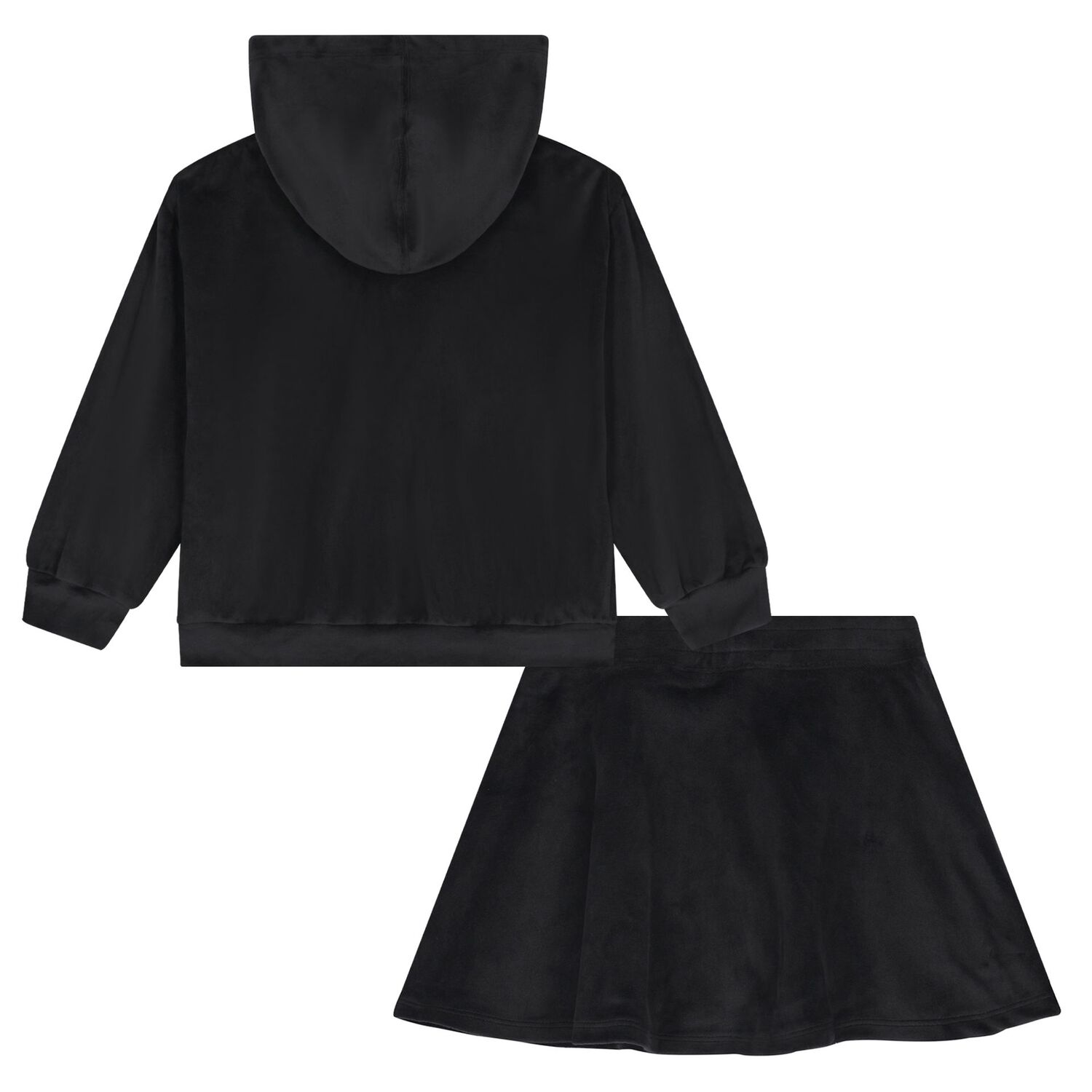 طقم تنورة قصيرة للبنات باللون الأسود , 1, hi-res