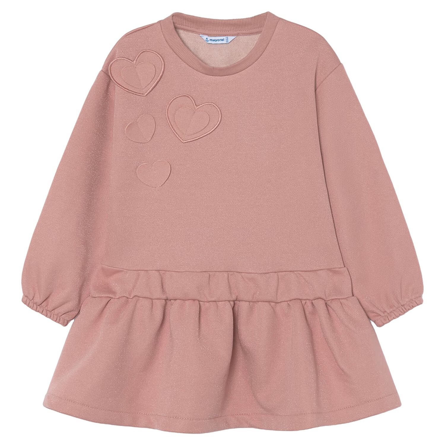Girls Pink Heart Dress, 2, hi-res