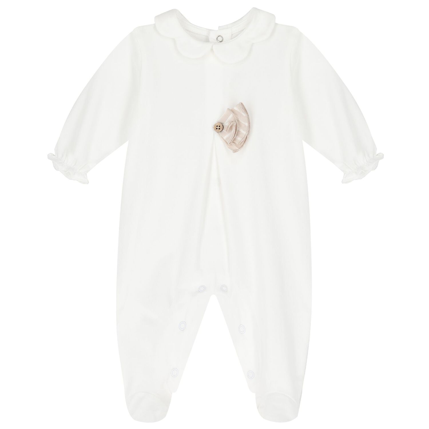 Baby Girls White & Beige Babygrows ( 2-Pack ), 3, hi-res