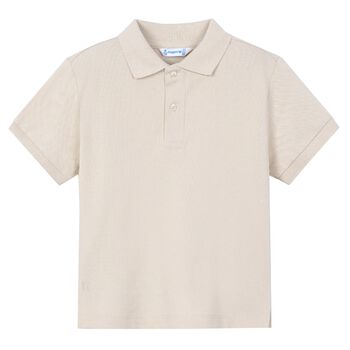 Boys Beige Logo Polo Shirt