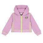 Girls Purple Logo Hooded Zip Up Top, 1, hi-res