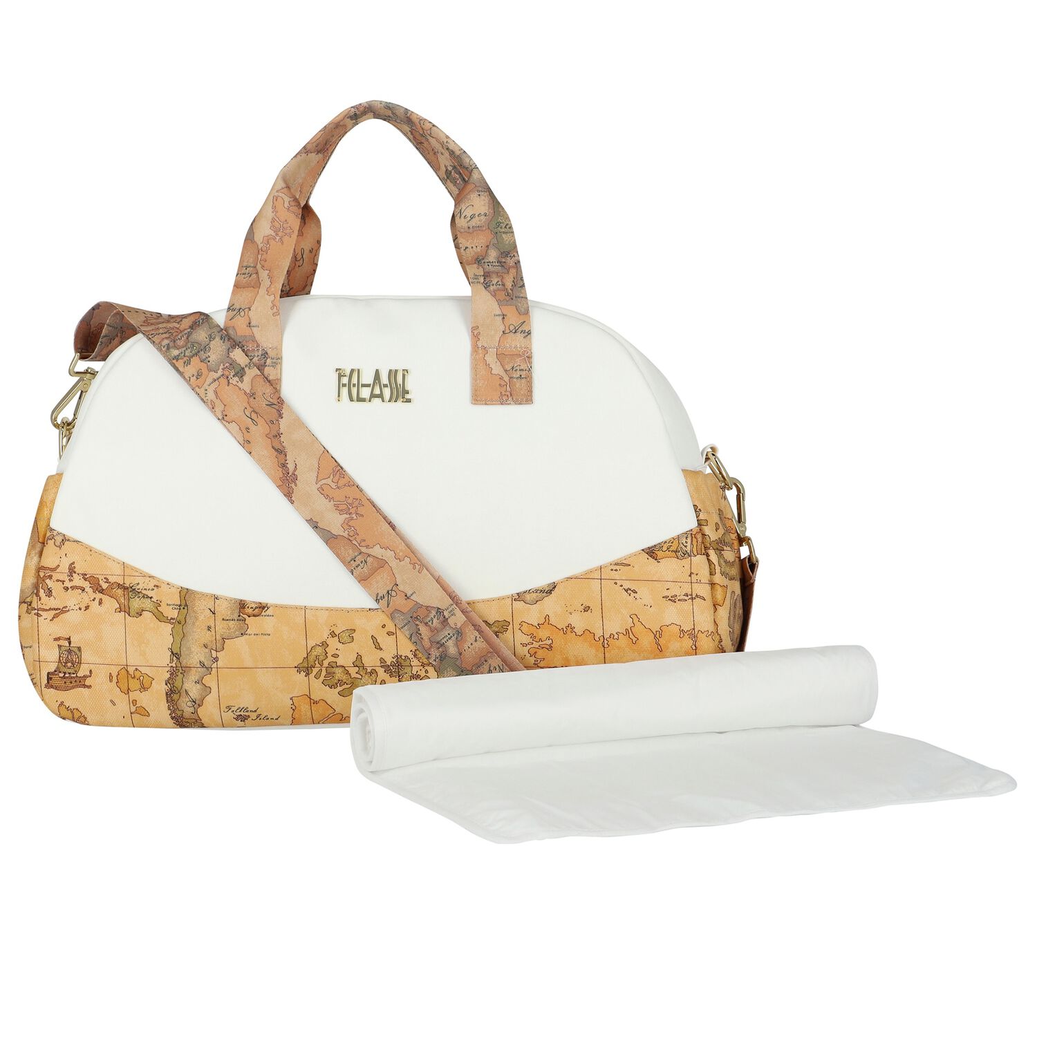 White & Beige Geo Map Baby Changing Bag, 1, hi-res image number null