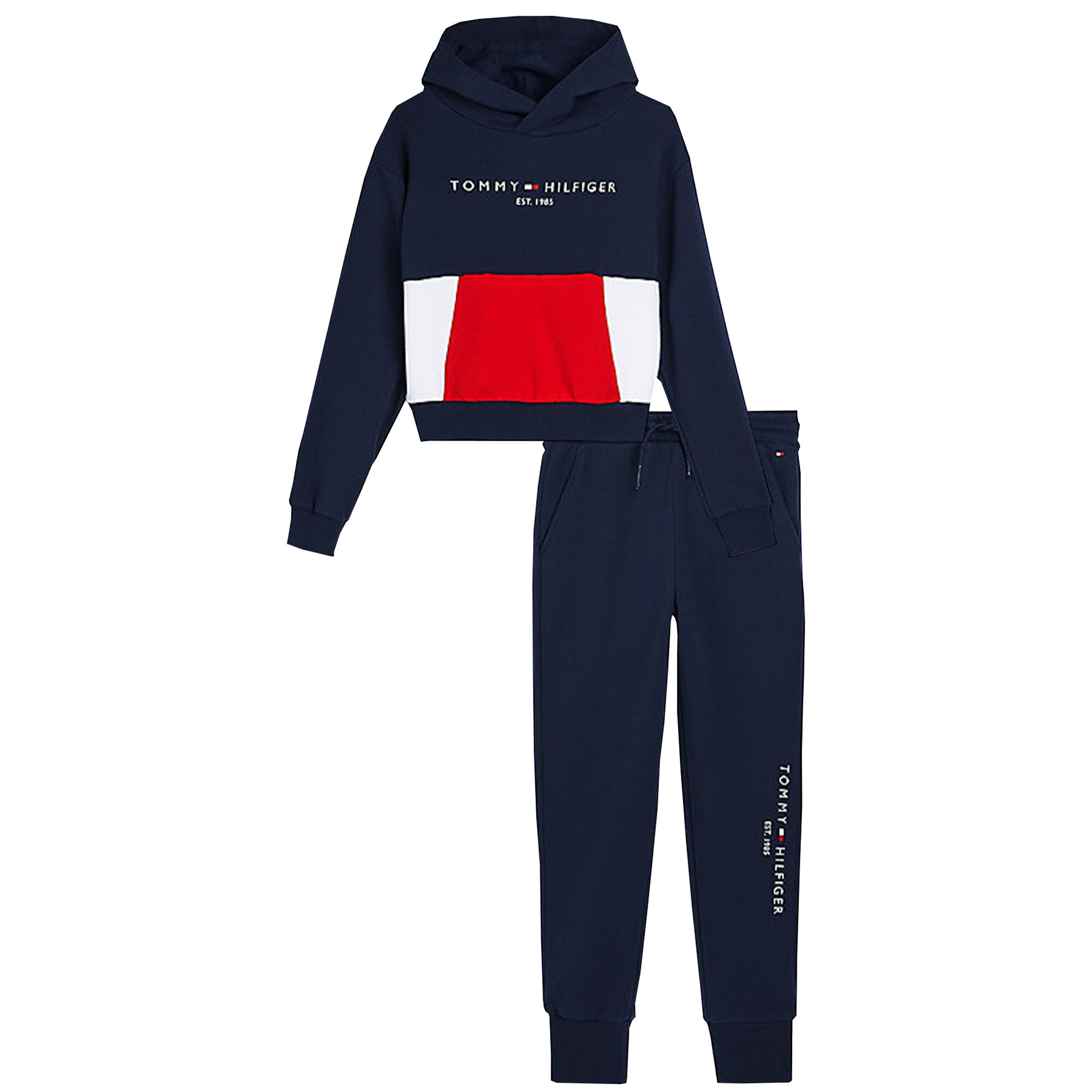 Tommy Hilfiger Girls Navy Logo Tracksuit Junior Couture QA