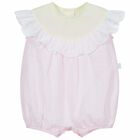 Baby Girls Pink, Yellow & White Romper, 1, hi-res