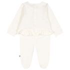 Baby Girls Ivory & Gold Logo Babygrow, 1, hi-res