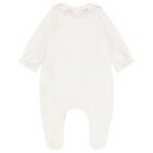 Baby Girls Ivory Embroidered Collar Babygrow, 1, hi-res