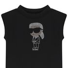 فستان بنات بالشعار باللون الأسود, 1, hi-res