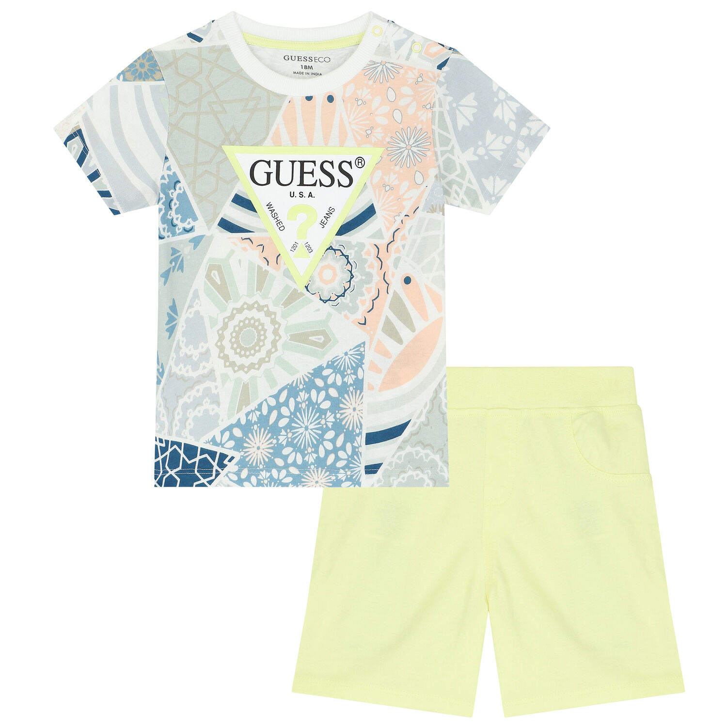 طقم شورت أولاد بالشعار متعدد الألوان, 2, hi-res