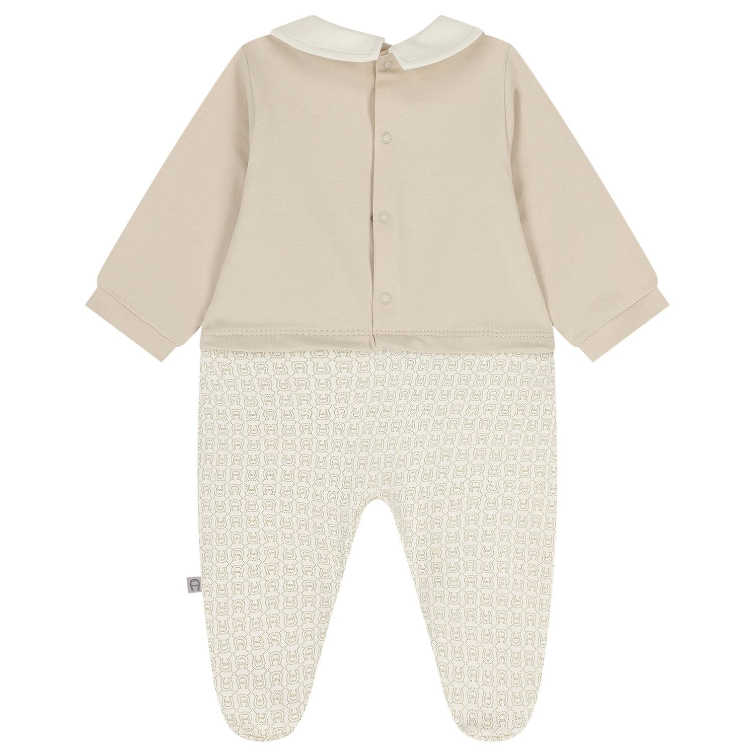 Beige Logo Babygrow , 1, hi-res