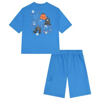 Boys Blue Logo Shorts Set