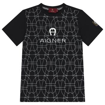 تي شيرت أسود بشعار للأولاد