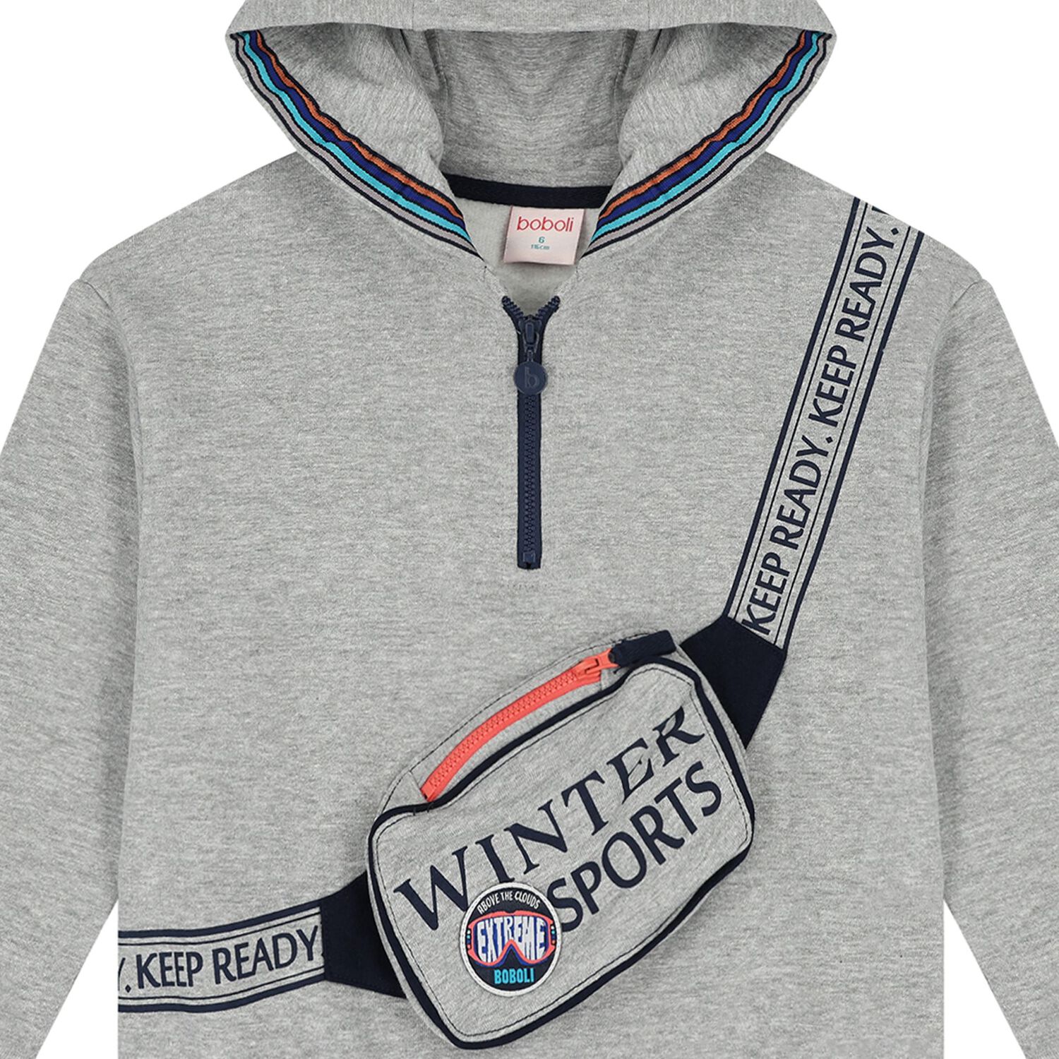 Boys Grey Bag Hooded Top, 1, hi-res image number null