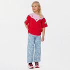 تيشيرت بنات بالشعار باللون الوردى والأحمر, 1, hi-res