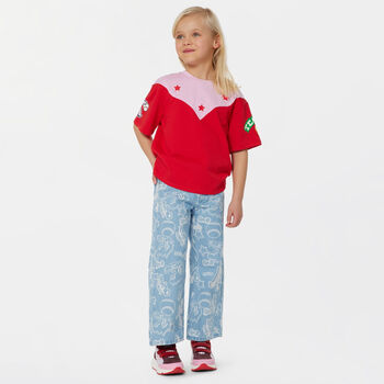 Girls Pink & Red Varsity Logo T-Shirt
