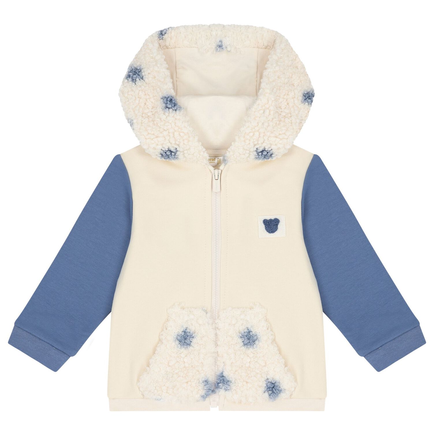Baby Boys Beige, White & Blue Tracksuit (3 Piece), 1, hi-res